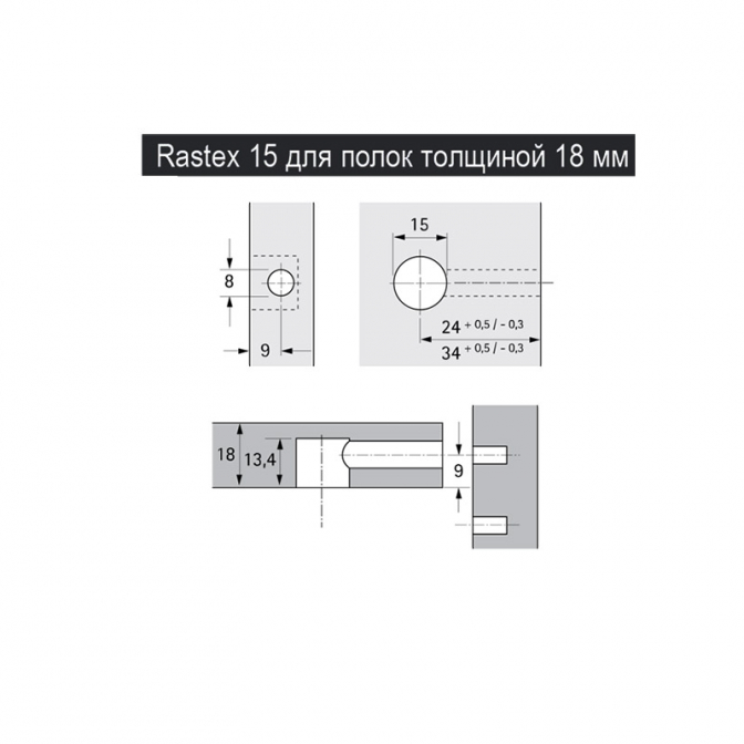 Стяжка ексцентрик Rastex 15, для ДСП 18 мм, D=15 мм, Hettich - фото 3