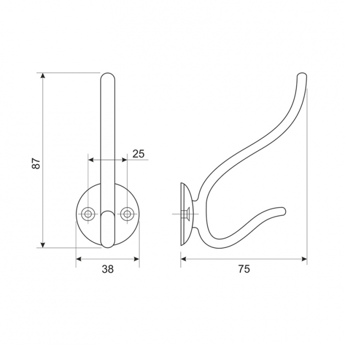 Крючок мебельный DW-49, сатин, DC - фото 2