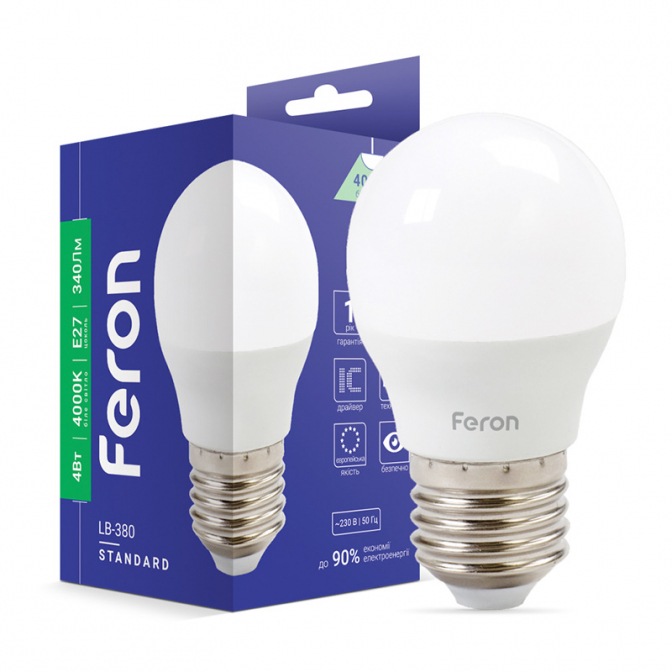 Led лампа LB-380, 4W, Е27, нейтральний білий, Feron - фото 2