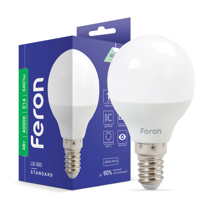 Led лампа LB-380, 4W, Е14, нейтральний білий, Feron - фото 2