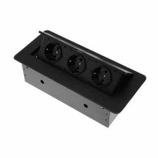 Врізний блок розеток, 3 розетки, чорний, DC Врізний блок розеток, 3 розетки, чорний, DC