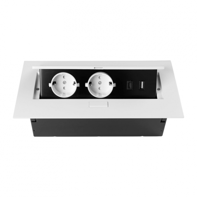 Висувний блок розеток, прямокутний, 2 розетки, 2 USB, білий, GTV - фото 2