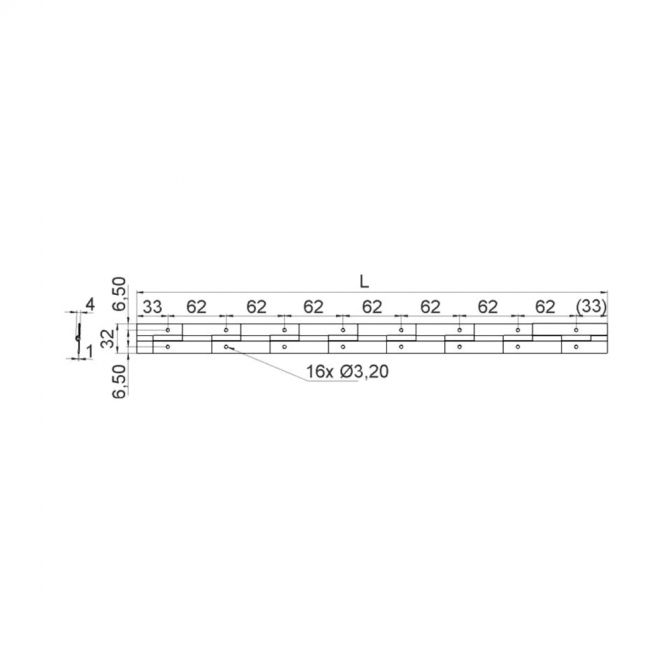 Петля рояльна 1 мм, L=1700 мм, W=32 мм, Оцинкована - фото 3