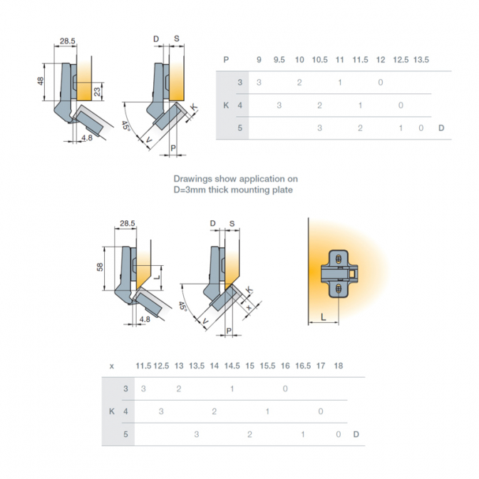 Петля угловая 45 B-Type, Titus Петля угловая 45 B-Type, Titus