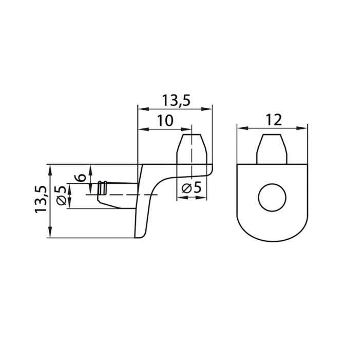 Полкодержатель Sekura 6, с фиксацией, с штифтом - фото 2