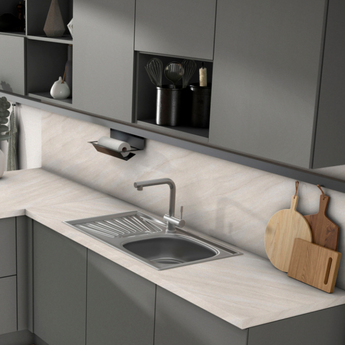 Столешница Egger F675 ST75 Камень Кальвия светло-серый, 4100х600х38 - фото 3 Столешница Egger F675 ST75 Камень Кальвия светло-серый, 4100х600х38 - фото 3