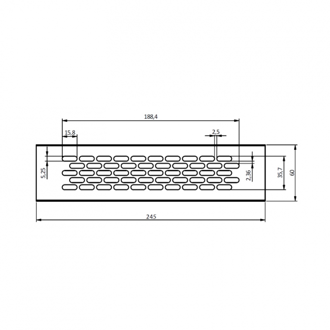 Решітка вентиляційна, 245х60 мм, алюміній, GTV - фото 4